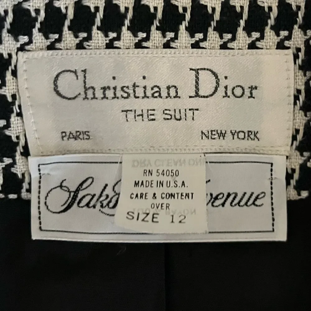 LIKE NEW Vintage Christian Dior Black/Cream Houndstooth Double-Breasted Jacket